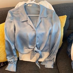 Aritizia Stunning Silk Blue Blouse Shirt